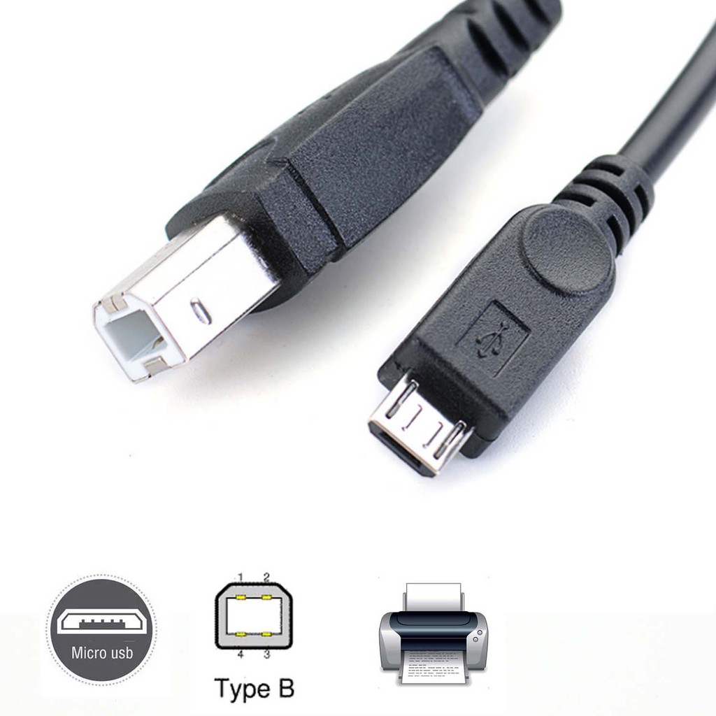Micro USB 2.0 Male To USB 2.0 Type-B Male OTG Cable for Phone Printer ...