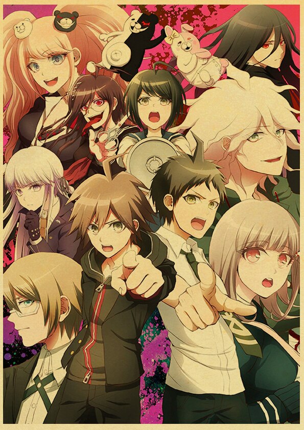 danganronpa-โปสเตอร์ลายการ์ตูนญี่ปุ่น