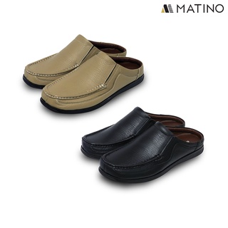 สินค้า MATINO SHOES รองเท้าเปิดส้นหนังแท้ รุ่น MC/S 1601 - BLACK/TARO