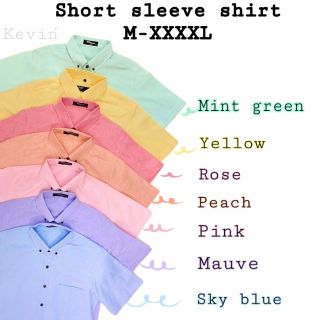 สินค้า Kevin เสิ้อเชิ้ต แขนสั้น สีพื้น มีหลายสี ไซส์ M-XXXL Short Sleeve​ Oxford Shirts