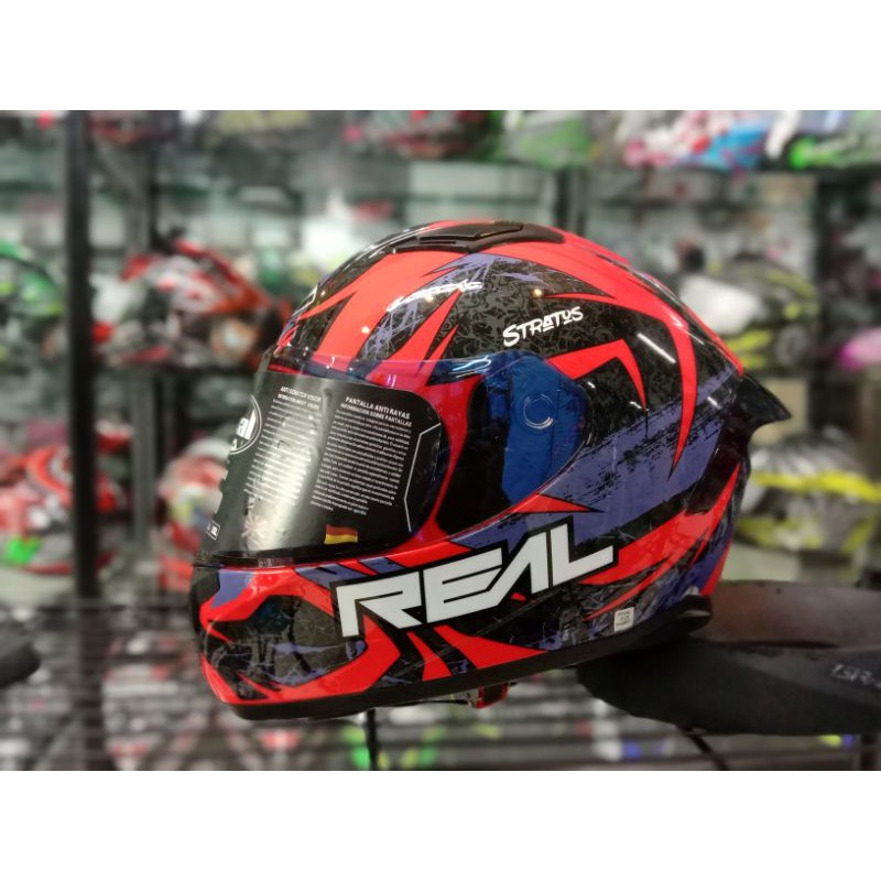 หมวกกันน็อค Real Raptor Stratos (Black Red) | Shopee Thailand