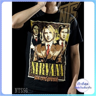 Nirvana ROCK เสื้อยืด เสื้อวง เสื้อดำ สกรีนลายอย่างดี ผ้าหนานุ่ม ไม่หดไม่ย้วย  T SHIRT S M L XL XXL