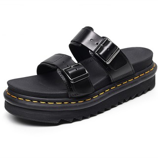 ภาพหน้าปกสินค้าWomen\'s Platform Slippers  Men Dr. Martens Air Wair Genuine Leather Unisex Slippers ที่เกี่ยวข้อง