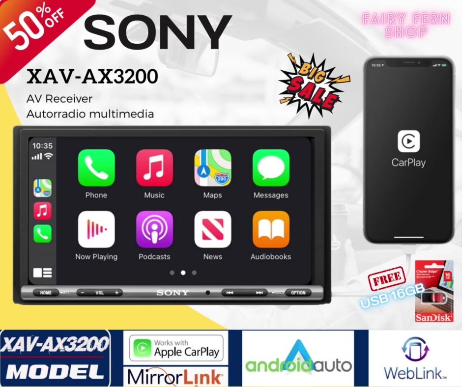 ราคาพิเศษ-จอติดรถยนต์-sony-xav-ax3200-ของแท้-โซนี่-วิทยุติดรถยนต์-มีบลูทูธ-จอ2din-6-95นิ้ว-รองรับ-apple-carplay