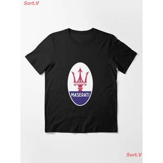 【🔥🔥】CAR Maserati Logo Essential T-Shirt เสื้อยืดพิมพ์ลาย เสื้อยืดโลโก้รถ