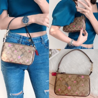 🎀 (สด-ผ่อน) คล้องมือ สีน้ำตาลลายซีดาว COACH C7294 COACH NOLITA 19 IN SIGNATURE CANVAS WITH DISCO STARPRINT