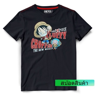 เสื้อยืดวันพีช One piece 632-BK Luffy&amp;Chopper สีดำ