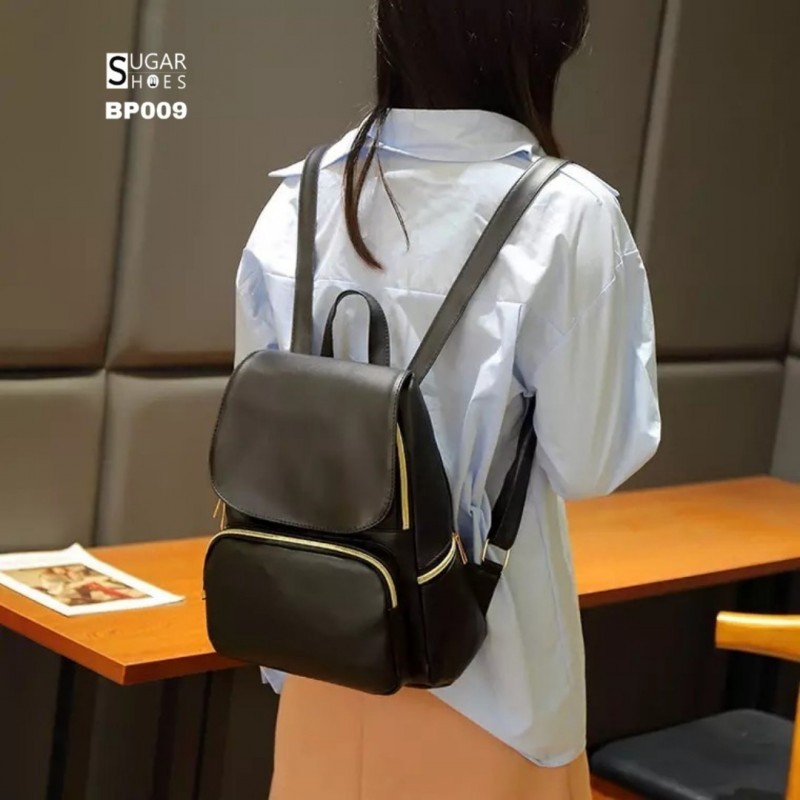 กระเป๋าเป้สีดำหนังเรียบ-ดูดี-เรียบหรูสวยมาก