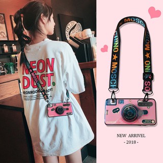 (New Model) เคส Realme 5i 5s 5 Pro C3 Cute Camera Pattern Phone Case With Adjustable lanyard Strap Cover RealmeC3