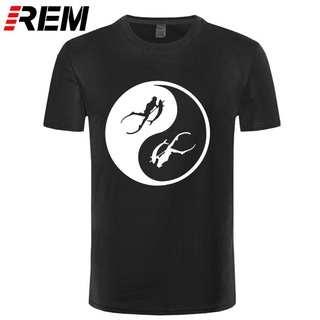 Designs Comical Spearfishing Underwater Freediving Ying And Yang T-Shirt Male Female Pictures Sunlight Mens Tshirt