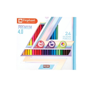 Elephant (เอเลเฟ่นท์) สีไม้ ดินสอสีไม้ แท่งยาว พรีเมี่ยม 4.0 24 สี จำนวน 1 กล่อง