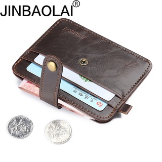 Jinbaolai กระเป๋าสตางค์ กระเป๋าใส่บัตรเครดิต เหรียญ หนัง ขนาดเล็ก สําหรับผู้ชาย นักเรียน