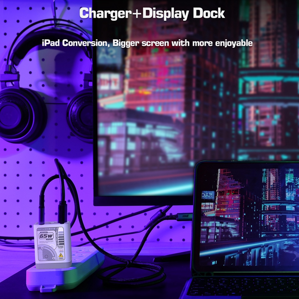 ภาพประกอบคำอธิบาย IINE Nintendo Switch Gallium Nitride HDMI Video Conversion Charger Converter Dock NS อุปกรณ์เสริม