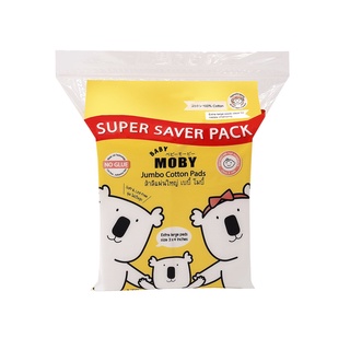 สินค้า Baby MOBY โมบี้ สำลีแผ่นใหญ่ Cotton Jumbo Pads 3 x 4 นิ้ว รุ่น Super Saver Pack แผ่นใหญ่กว่าปกติ 170 กรัม