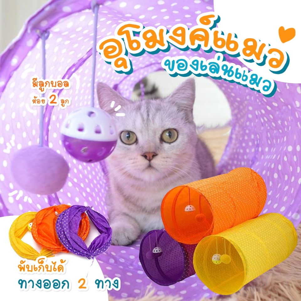 อุโมงค์-ของเล่นแมว-อุโมงแมว-สนุกเพลิดเพลิน-สำหรับแมวหรือสัตว์ขนาดเล็ก-อุโมงค์-3-สี-อุโมงสายรุ้ง-พร้อมส่ง