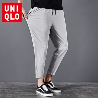 Uniqlo กางเกงกีฬาขาเก้าส่วนลําลอง ผ้าเรยอน ทรงหลวม ขนาดใหญ่ แบบแห้งเร็ว แนวตรง แฟชั่นฤดูร้อน สําหรับผู้ชาย