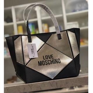 Love Moschino Geometric Shopper With Logo In Black