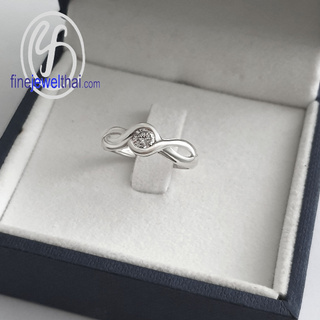 Finejewelthai แหวน-แหวนเพชร-แหวนเงินแท้-Minimal-Diamond-CZ-Silver-Ring - R1422cz (สามารถเลือกสีตัวเรือนได้)