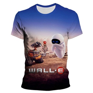 ใหม่ เสื้อยืดลําลอง แขนสั้น พิมพ์ลายการ์ตูนดิสนีย์หุ่นยนต์ WALL E 3D แฟชั่นฤดูร้อน สไตล์สตรีท สําหรับผู้ชาย ผู้หญิง