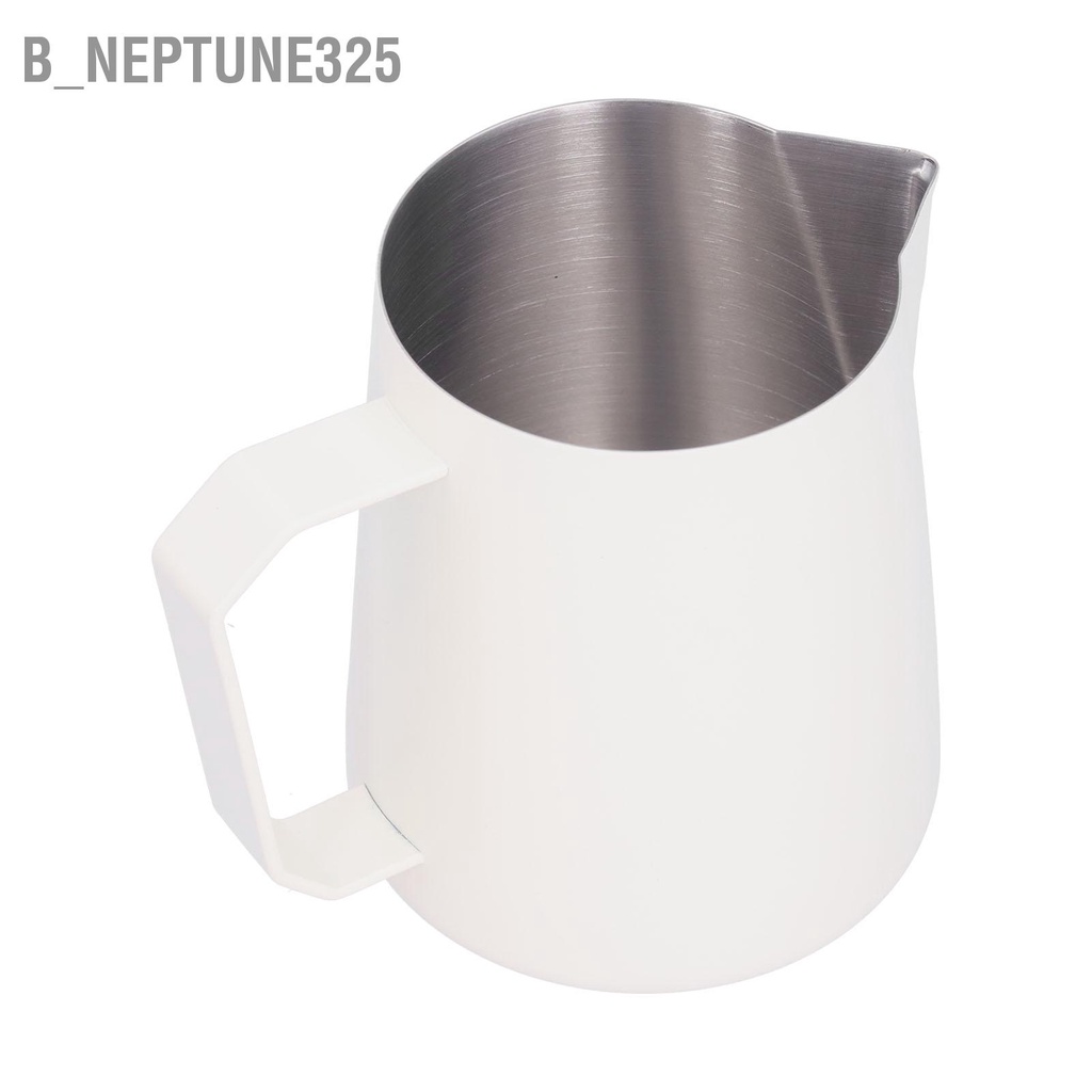 b-neptune325-เหยือกตีฟองนม-กาแฟ-สเตนเลส-304-หัวแหลม-ขนาด-600-มล-สีขาว-สําหรับบ้าน-ร้านค้า