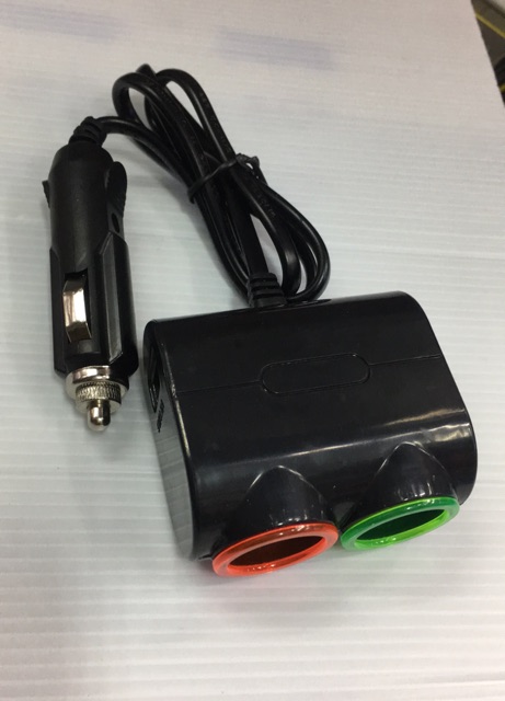 ที่ชาร์จจุดบุรี่รถ2ช่องมพร้อมช่องชาร์จusb-12v-24v-เพิ่มช่องจุดบุรี่ในรถยนต์2ช่อง