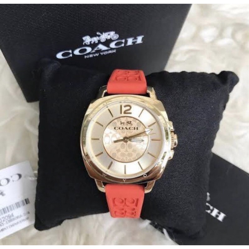 Coach 14502094 Women s Boyfriend Orange Silicon Rubber Strap Watch Shopee Thailand