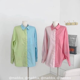 📌ทักก่อนสั่ง📌เสื้อเชิ้ตทูโทน สีพาสเทล อก42” Maddox