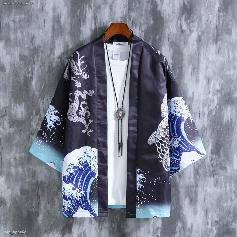 m-2xl-เสื้อฤดูร้อนของผู้ชายกิโมโนญี่ปุ่นชายหลวมและหญิงคู่คาร์ดิแกนผู้ชายเสื้อคลุมถนน