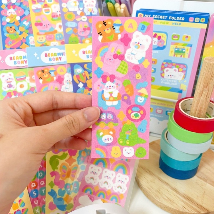 glitter-sticker-สติกเกอร์คอลใหม่-เคลือบกลิตเตอร์-ม้อบแม้บ-x-100