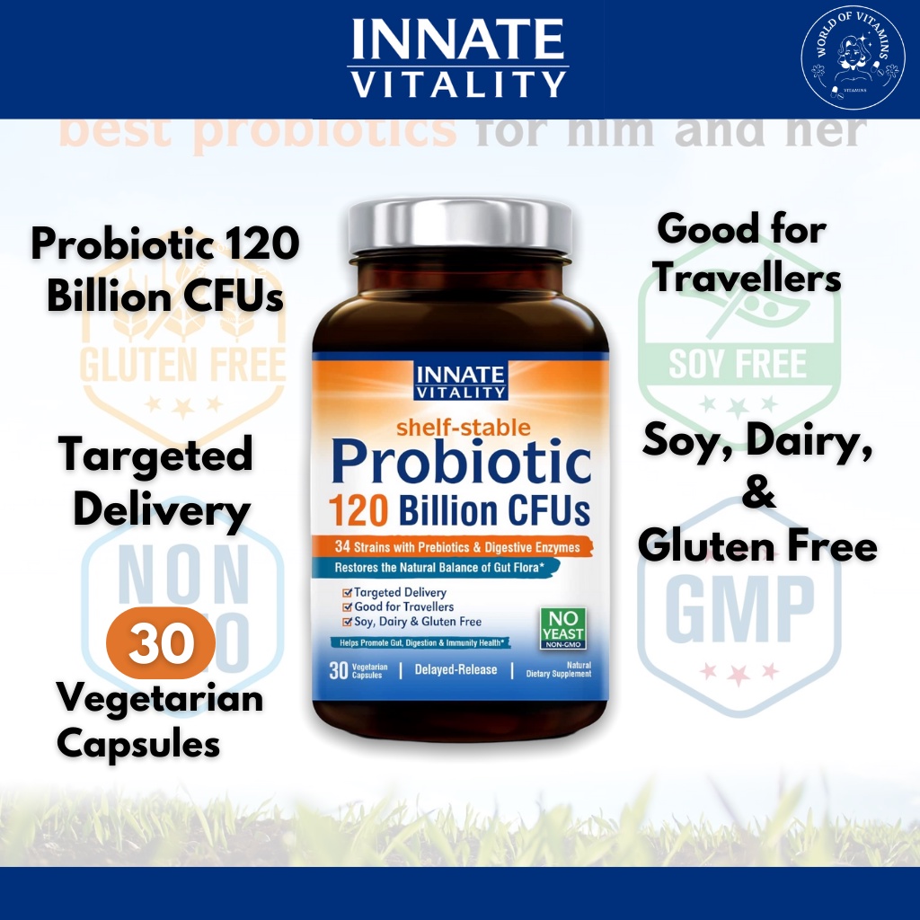 Innate Vitality Probiotics 120 Billion CFUs Prebiotics & 3-in-1 ...