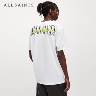 [100% Cotton] Allsaints ใหม่ เสื้อยืดลําลอง แขนสั้น สีขาว สีพื้น เหมาะกับฤดูร้อน สําหรับผู้ชาย