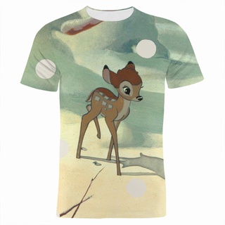 พร้อมส่ง เสื้อยืดแขนสั้นลําลอง พิมพ์ลายการ์ตูนอนิเมะ Bambi คุณภาพสูง แฟชั่นฤดูร้อน สําหรับผู้ชาย และผู้หญิง