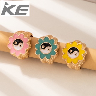 Japanese and Korean simple flower gossip ring set cute and interesting tai chi ring 3-piece se