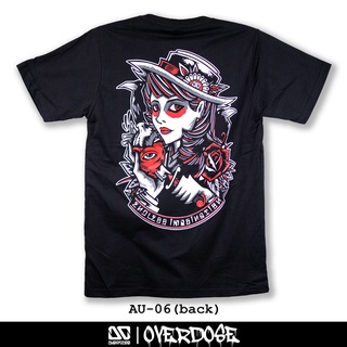 Overdose T-shirt เสื้อยืดคอกลม สีดำ รหัส AU-06(โอเวอโดส)
