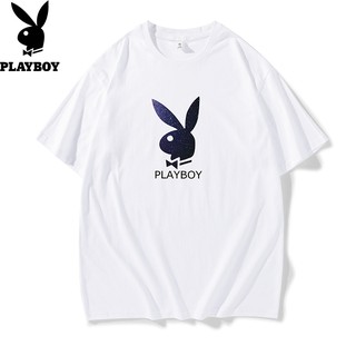 [S-5XL] Playboy เสื้อยืดแขนสั้น ทรงหลวม เข้ากับทุกการแต่งกาย แฟชั่นคู่รัก สําหรับผู้ชาย