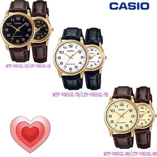 🚗พร้อมส่ง🚗 CASIO นาฬิกาข้อมือผู้ชายสายหนัง MTP-V001GL-9Bหน้าทอง MTP-V001GL-7Bหน้าขาว MTP-V001GL-9Bหน้าดำ