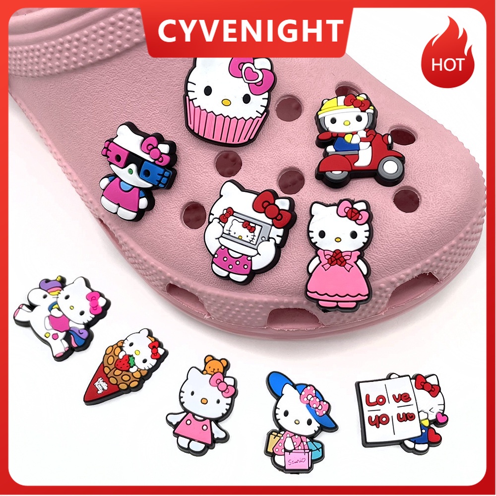 Cystore ใหม่ จี้การ์ตูน Hello Kitty Graffiti Series Jibbitz PVC