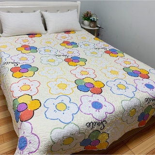 🎈 ผ้าคลุมเตียงเกรดพรีเมียม ผ้าคลุมเตียงขนาด ลายสวยๆ 150x200-250x220 ซมcm เนื้อผ้าฝ้าย สีไม่ตก