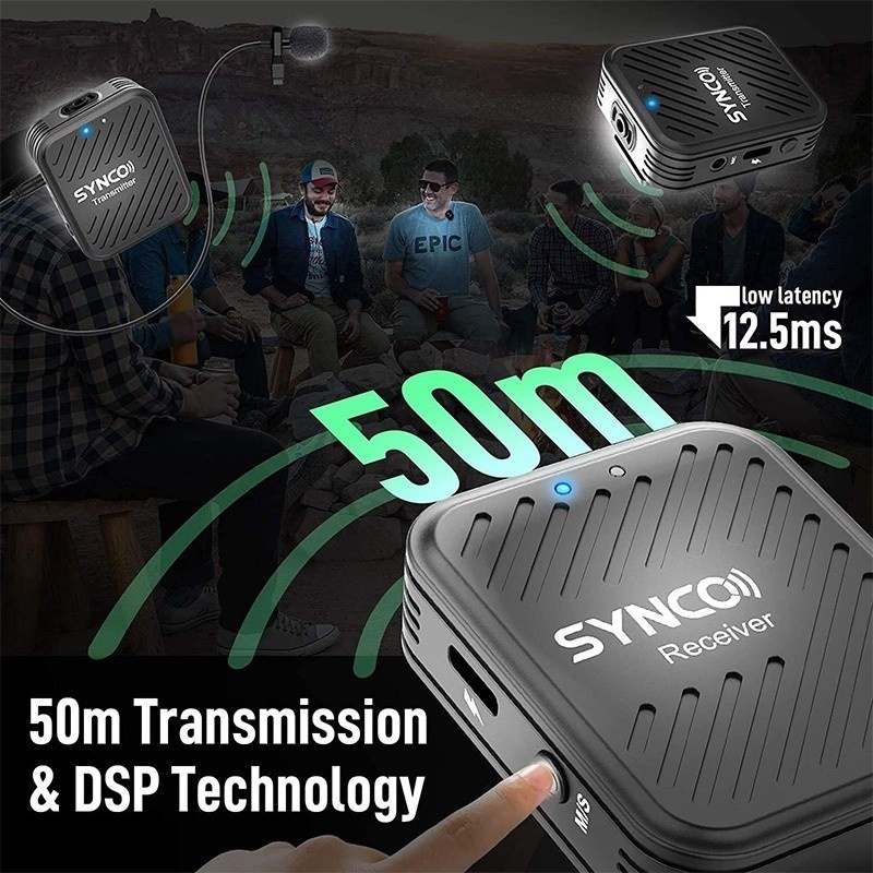 mic-wireless-synco-wair-g1-a2-ไมค์ไร้สาย-คุณภาพดีมาก-2-4ghz-รับสัญญาณได้ไกลถึง-50เมตร