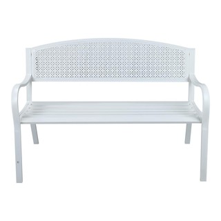 โต๊ะ เก้าอี้ ม้านั่งสนาม SPRING AURORA สีขาว เฟอร์นิเจอร์นอกบ้าน สวน อุปกรณ์ตกแต่ง STEEL BENCH SPRING AURORA WHITE