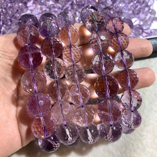 กำไลข้อมือ พิ้งค์ อเมทิตส์ Pink Amethyst เจียเหลี่ยม เกรดพรีเมียม