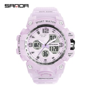 สินค้า Sanda นาฬิกาข้อมือสตรีแฟชั่นกันน้ำนาฬิกาสปอร์ตดิจิตอลสุดหรูสำหรับผู้หญิง 942