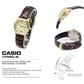 ภาพขนาดย่อของภาพหน้าปกสินค้าของแท้ นาฬิกาข้อมือ Casio ผู้หญิง รุ่น LTP-V006 สายหนัง จากร้าน wanwela.watch บน Shopee ภาพที่ 3