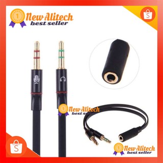 NewAlitech Headphone Mic Audio Y Splitter Cable Female To Dual Male Adapter Converter Durable Convenient Practical Black