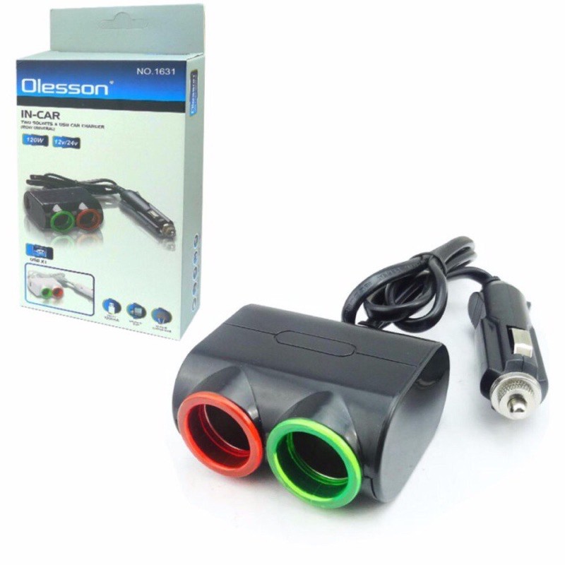 Olesson In Car Two Socket&USB Chager(120W Univeral) | Shopee Thailand