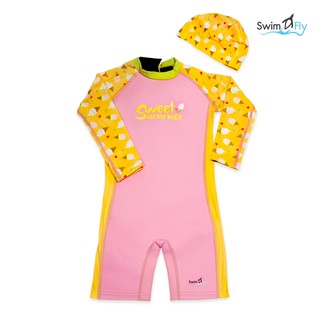 SwimFly ชุดว่ายน้ำรักษาอุณหภูมิ แบบแขนยาว+หมวกว่ายน้ำ รุ่น Spirit (Ice Cream)