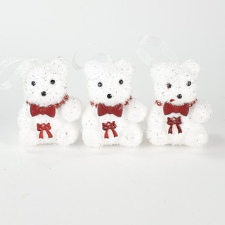 Bighot COZY ตุ๊กตาหมีตกแต่งต้นคริสต์มาส 3ชิ้น/แพ็ค ขนาด 5.5x5.0x7ซม. AG19-066 สีขาว