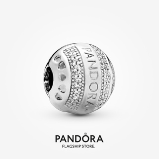 Pandora จี้โลโก้ ทรงกลม สีเงิน ของขวัญวันเกิด สําหรับสุภาพสตรี p825