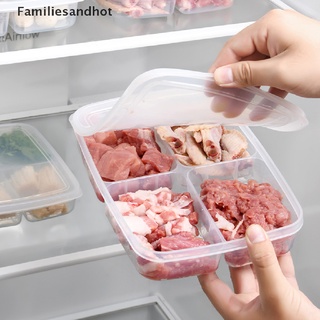Familiesandhot&gt; 4 ช่อง อาหาร เตรียมอาหาร กล่องเก็บของ ช่องแช่แข็ง ช่องแช่แข็ง บรรจุเนื้อสัตว์ หัวหอม ขิง จาน ที่กรอบดี