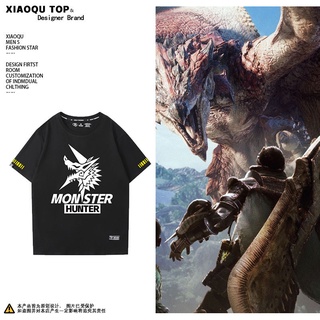 เสื้อยืดผู้ชาย Monster Hunter World เสื้อยืดแบบสแตนด์อโลนเกม Thunder wolf dragon bombing dragon ความเห็นอกเห็นใจผู้ชายแล